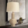 360 Lighting Sandstone Gourd 27" Tall Farmhouse Rustic Modern Coastal Table Lamp Brown Single Beige Shade Living Room Bedroom Bedside Nightstand House