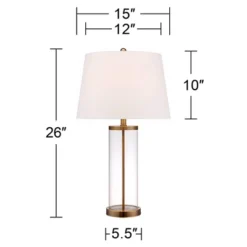 360 Lighting Coastal Table Lamp 26" High Glass Cylinder Gold Fillable White Drum Shade For Living Room Family Bedroom Bedside Nightstand -Outlet 360 Lighting Store GUEST dd2c6f0b 2ba9 4de2 b1d4 83514a33bc37