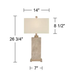 360 Lighting Caldwell Rustic Farmhouse Table Lamps 26 3/4" High Set Of 2 Earth Tone Hammered Oatmeal Fabric Rectangular Shade For Bedroom Living Room -Outlet 360 Lighting Store GUEST dfdb31de 896c 4210 a793 370d8f01896b