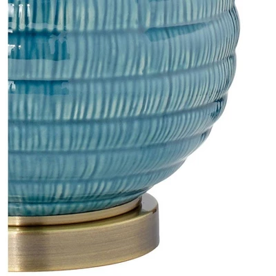 360 Lighting Modern Table Lamps 24" High Set Of 2 Coastal Ceramic Sky Blue Glaze Linen Fabric Drum Shade For Living Room Family Bedroom 3 360 Lighting Modern Table Lamps 24" High Set Of 2 Coastal Ceramic Sky Blue Glaze Linen Fabric Drum Shade For Living Room Family Bedroom - Image 3