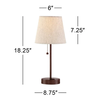 360 Lighting Justin Modern Accent Table Lamps 18 1/4" High Set Of 2 Marbled Bronze Metal With USB Charging Ports Oatmeal Drum Shade For Bedroom Desk 5 360 Lighting Justin Modern Accent Table Lamps 18 1/4" High Set Of 2 Marbled Bronze Metal With USB Charging Ports Oatmeal Drum Shade For Bedroom Desk - Image 5