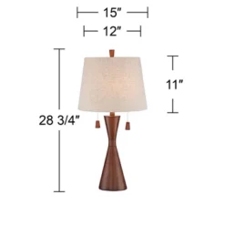 360 Lighting Omar Modern Table Lamp 28 3/4" Tall Warm Brown Wood Hourglass Oatmeal Fabric Drum Shade For Bedroom Living Room Bedside Nightstand Office -Outlet 360 Lighting Store GUEST e6133243 7521 466c 866d fc796a8ed041