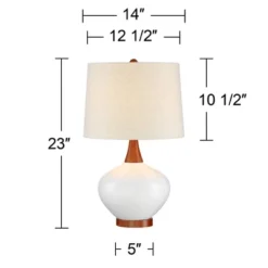 360 Lighting Modern Table Lamp With USB Charging Port 23" High Ivory Ceramic Off-White Drum Shade For Living Room Desk Bedroom House -Outlet 360 Lighting Store GUEST e83f21b8 02df 413a bcaa b60de96f1854