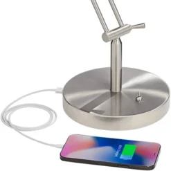 360 Lighting Xenos Modern Desk Lamp 20" High Satin Nickel With USB Charging Port LED Adjustable Arm White Head For Bedroom Living Room Bedside Reading -Outlet 360 Lighting Store GUEST e8f9f0f9 8f3c 4676 9c59 473fdeb4387c