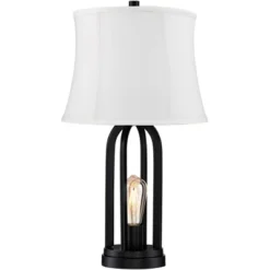 360 Lighting Marcel Industrial Table Lamps 24 1/4" High Set Of 2 Black With USB Charging Port And Nightlight LED Cream Shade For Bedroom Bedside Desk -Outlet 360 Lighting Store GUEST ea3a164c fa0b 40e2 a3ea 4302b9441968