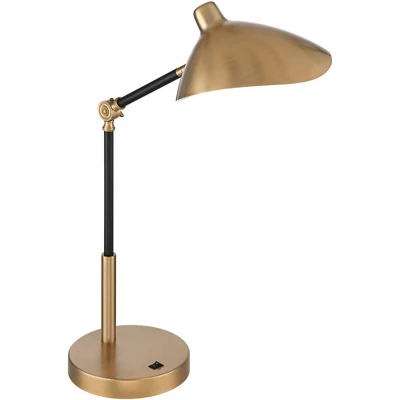 360 Lighting Colborne Modern Mid Century Desk Table Lamp 28" Tall Antique Brass Black With USB Charging Port LED For Bedroom Living Room Bedside Kids 8 360 Lighting Colborne Modern Mid Century Desk Table Lamp 28" Tall Antique Brass Black With USB Charging Port LED For Bedroom Living Room Bedside Kids - Image 8