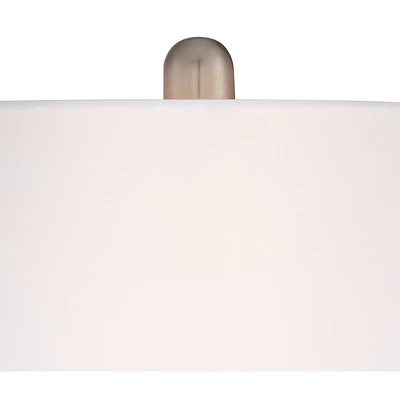 360 Lighting Serrena Modern Accent Table Lamp 23" High White Glass Brushed Nickel Metal With Nightlight Drum Shade For Bedroom Living Room House Home 2 360 Lighting Serrena Modern Accent Table Lamp 23" High White Glass Brushed Nickel Metal With Nightlight Drum Shade For Bedroom Living Room House Home - Image 2