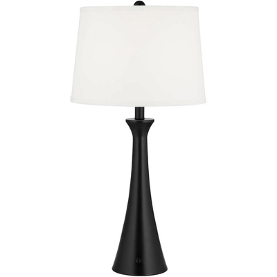 360 Lighting Karl Modern Table Lamps 28 1/4" Tall Set Of 2 Black Metal With USB And AC Power Outlet In Base White Drum Shade For Bedroom Living Room 7 360 Lighting Karl Modern Table Lamps 28 1/4" Tall Set Of 2 Black Metal With USB And AC Power Outlet In Base White Drum Shade For Bedroom Living Room - Image 7