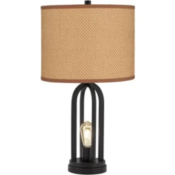 360 Lighting Marcel Industrial Table Lamps 24 1/4" High Set Of 2 Black Metal With USB Port LED Nightlight Peanut Shade For Bedroom Living Room Desk -Outlet 360 Lighting Store GUEST efab8c84 67d6 4576 b684 c2dd32e1294a