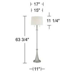 360 Lighting Karl Modern Floor Lamp Standing 63 3/4" Tall Brushed Nickel Metal White Tapered Drum Shade For Living Room House Bedroom Office Family -Outlet 360 Lighting Store GUEST f178c370 dbf8 40a9 acb1 1dccf861e0a3
