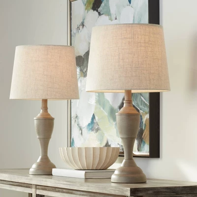 360 Lighting Claude Rustic Farmhouse Accent Table Lamps 21" High Set Of 2 Beige Washed Linen Drum Shade For Bedroom Living Room Bedside Nightstand 1 360 Lighting Claude Rustic Farmhouse Accent Table Lamps 21" High Set Of 2 Beige Washed Linen Drum Shade For Bedroom Living Room Bedside Nightstand