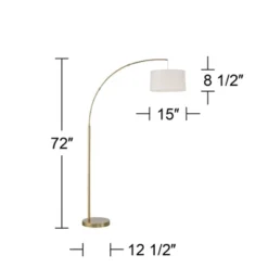 360 Lighting Cora Modern Arc Floor Lamp Standing 72" Tall Brass Metal White Linen Drum Shade Decor For Living Room Reading Bedroom Office House Home -Outlet 360 Lighting Store GUEST f30622a4 7f20 487f 843d c7873bd8ec4b