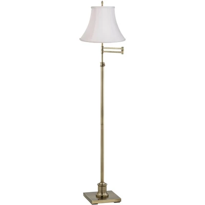 360 Lighting Traditional Swing Arm Floor Lamp 70" Tall Antique Brass Imperial White Fabric Bell Shade For Living Room Reading Bedroom 1 360 Lighting Traditional Swing Arm Floor Lamp 70" Tall Antique Brass Imperial White Fabric Bell Shade For Living Room Reading Bedroom