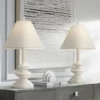 360 Lighting Modern Table Lamps 24 1/2" High Set Of 2 White Sculpture Fabric Cone Shade For Bedroom Living Room House Home Bedside Nightstand Office