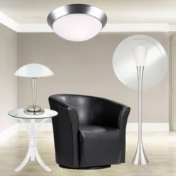 360 Lighting Deco Modern Accent Table Lamp 17" High Brushed Steel Touch On Off White Glass Dome Shade For Bedroom Bedside Nightstand Office Family -Outlet 360 Lighting Store GUEST f764664f 03db 494f 90b2 6765c21e3570