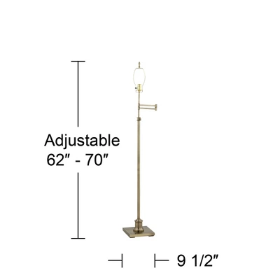 360 Lighting Traditional Floor Lamp Swing Arm 70" Tall Antique Brass Imperial Taupe Fabric Bell Shade For Living Room Reading Bedroom 5 360 Lighting Traditional Floor Lamp Swing Arm 70" Tall Antique Brass Imperial Taupe Fabric Bell Shade For Living Room Reading Bedroom - Image 5