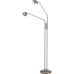 360 Lighting Casper Traditional Pharmacy Floor Lamp 63" Tall Brushed Nickel 2-Light LED Adjustable Arm Swivel Head For Living Room Bedroom -Outlet 360 Lighting Store GUEST f82a98dc 4c2c 4fd5 bbb8 103d49db8c2c