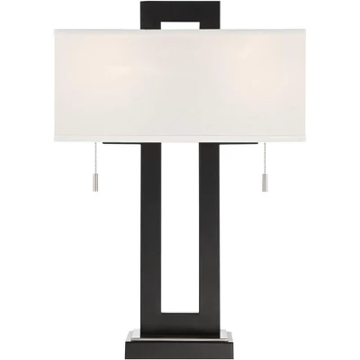 360 Lighting Neil Modern Table Lamp With Black Marble Riser 26" High Two Tone USB Charging Port White Rectangular Shade For Bedroom House Home Desk 5 360 Lighting Neil Modern Table Lamp With Black Marble Riser 26" High Two Tone USB Charging Port White Rectangular Shade For Bedroom House Home Desk - Image 5