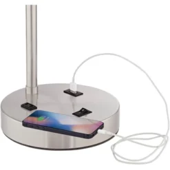 360 Lighting Colby Modern Desk Lamps 21" High Set Of 2 Brushed Nickel With USB And AC Power Outlet In Base White Linen Drum Shade For Bedroom Office -Outlet 360 Lighting Store GUEST fad606be 1699 4c79 95f7 0fb64c518c55