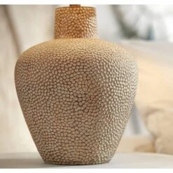 360 Lighting Bentley Rustic Farmhouse Table Lamp 29" Tall Brown Leaf Textured Hammered Pot Off White Empire Shade For Bedroom Living Room House Home -Outlet 360 Lighting Store GUEST fadbc97d 341c 4553 a601 5ad11c7760ac