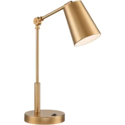 360 Lighting Industrial Modern Desk Lamp With USB And AC Power Outlet 23.5" High Antique Brass Metal For Living Room Bedroom House Bedside -Outlet 360 Lighting Store GUEST fd69a193 00ea 4feb 9363 16755dffdfd5